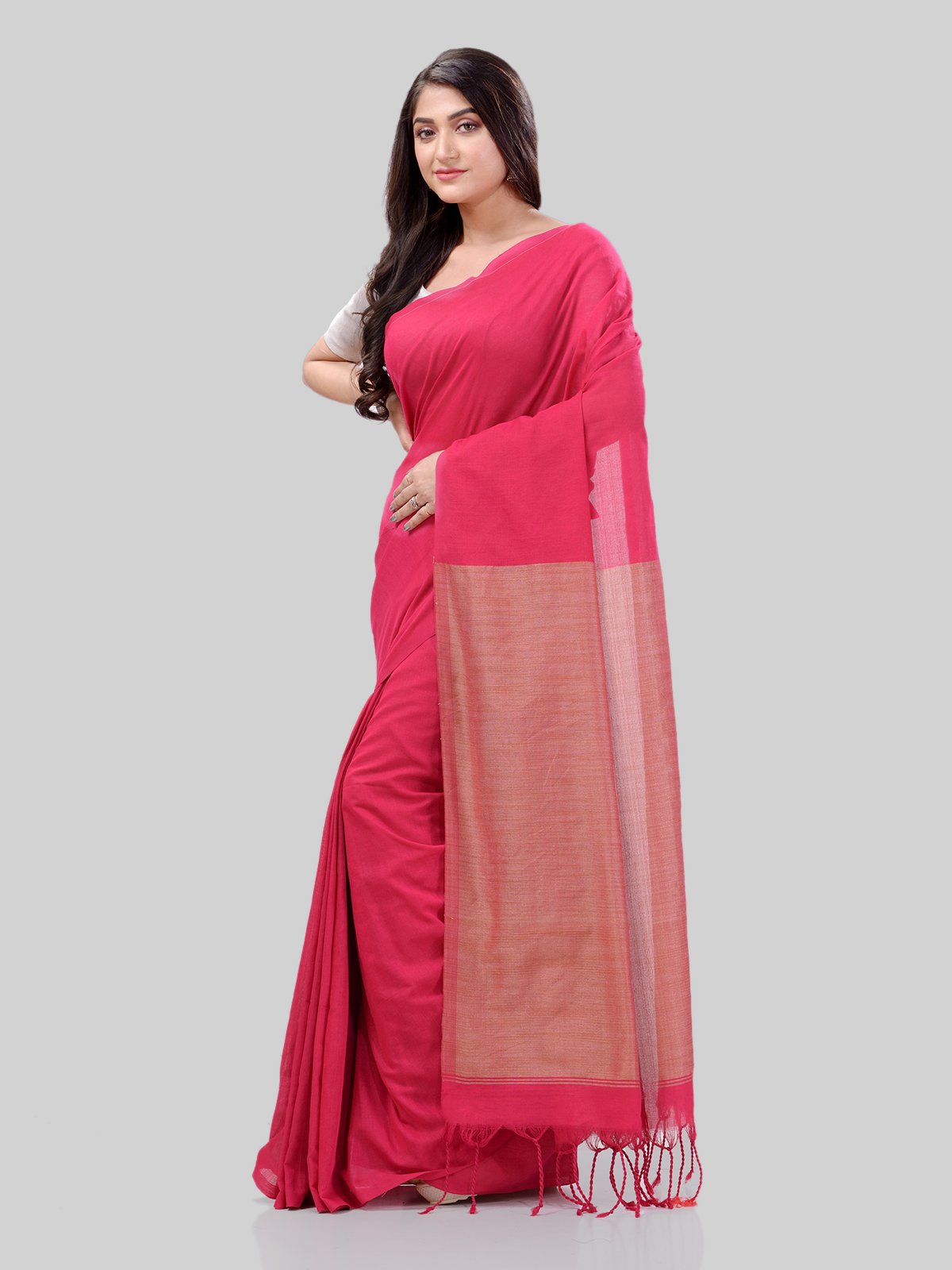 Khadi Cotton Handloom Pink Saree
